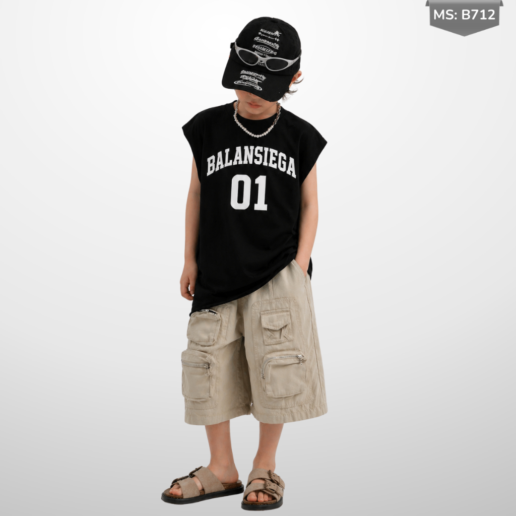 Áo Thun Ngắn Tay Mùa Hè Cho Bé Trai, Bé Gái In Hình Năng Động, Cổ Tròn B712 | JJ Kids Fashion