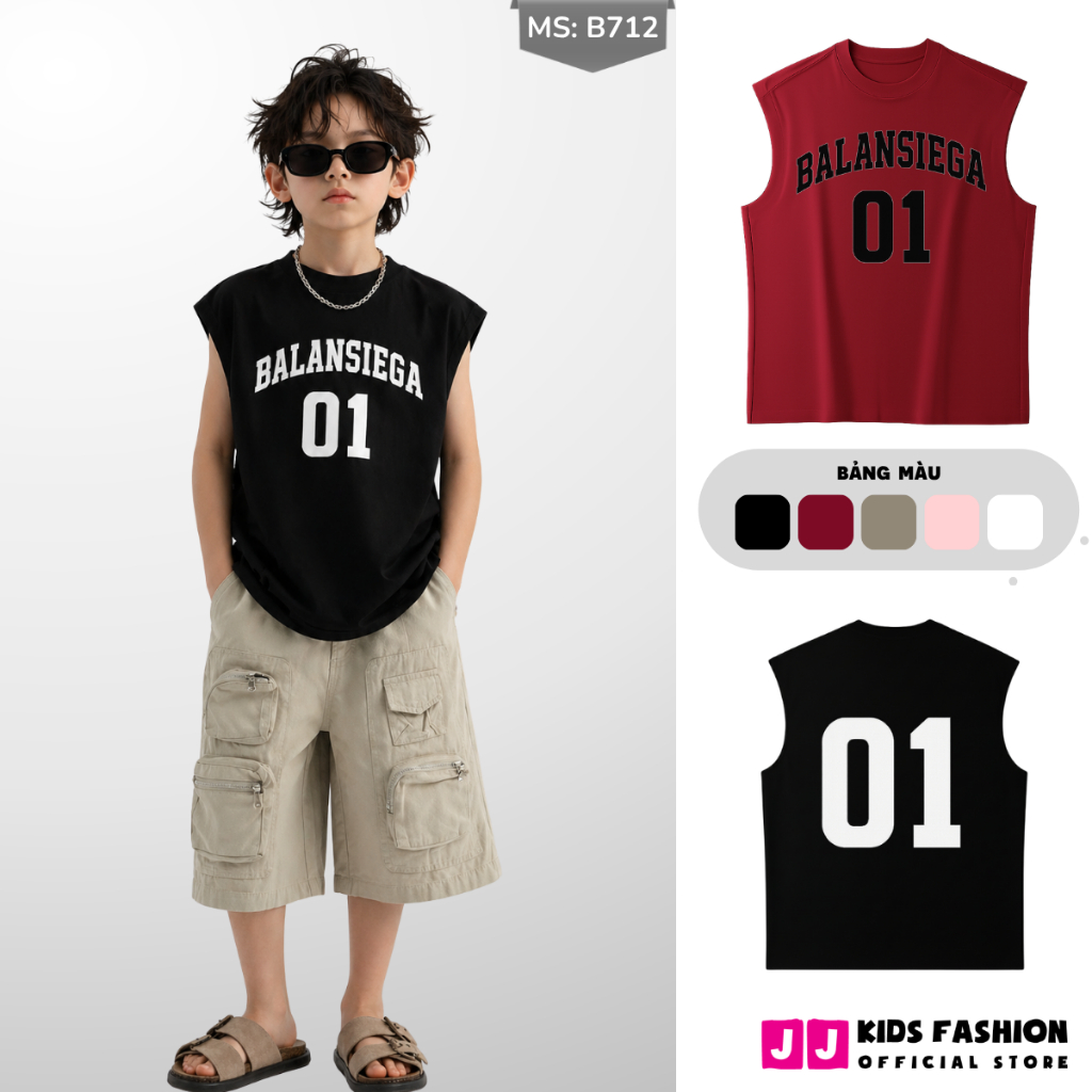 Áo Thun Ngắn Tay Mùa Hè Cho Bé Trai, Bé Gái In Hình Năng Động, Cổ Tròn B712 | JJ Kids Fashion