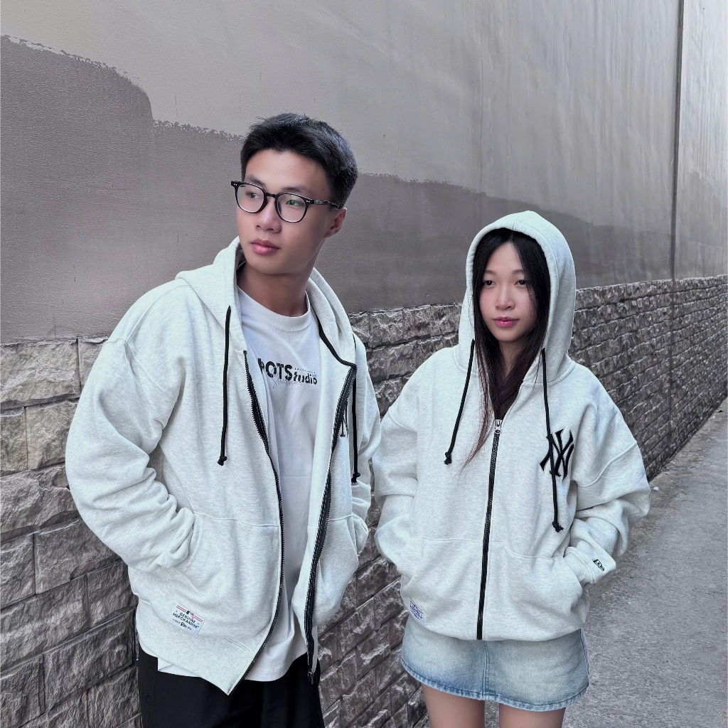 Áo Khoác Zip New Era New York Yankees Cá Tính Đường Phố - Black & Grey