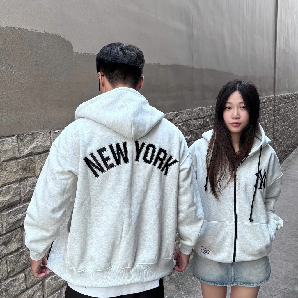 Áo Khoác Zip New Era New York Yankees Cá Tính Đường Phố - Black & Grey