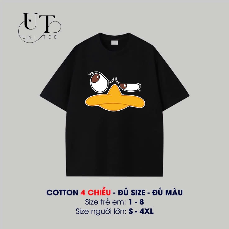 (9Kg-110Kg) Áo thun Unisex hình Vịt Hoạt Hình, đi du lịch, đi biển, co dãn cho Nam Nữ, Trẻ Em, Gia Đình - Uni Tee I U129