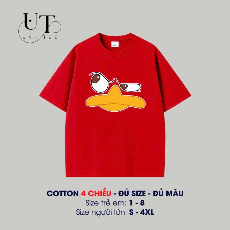 (9Kg-110Kg) Áo thun Unisex hình Vịt Hoạt Hình, đi du lịch, đi biển, co dãn cho Nam Nữ, Trẻ Em, Gia Đình - Uni Tee I U129