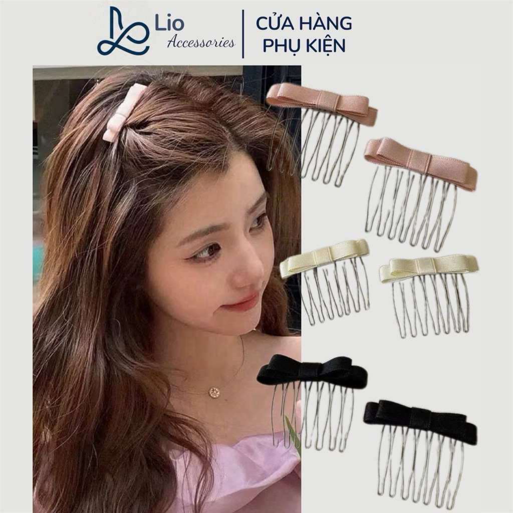Set 2 Cái Xước tóc lược cài tóc đính nơ pastel phong cách dễ thương