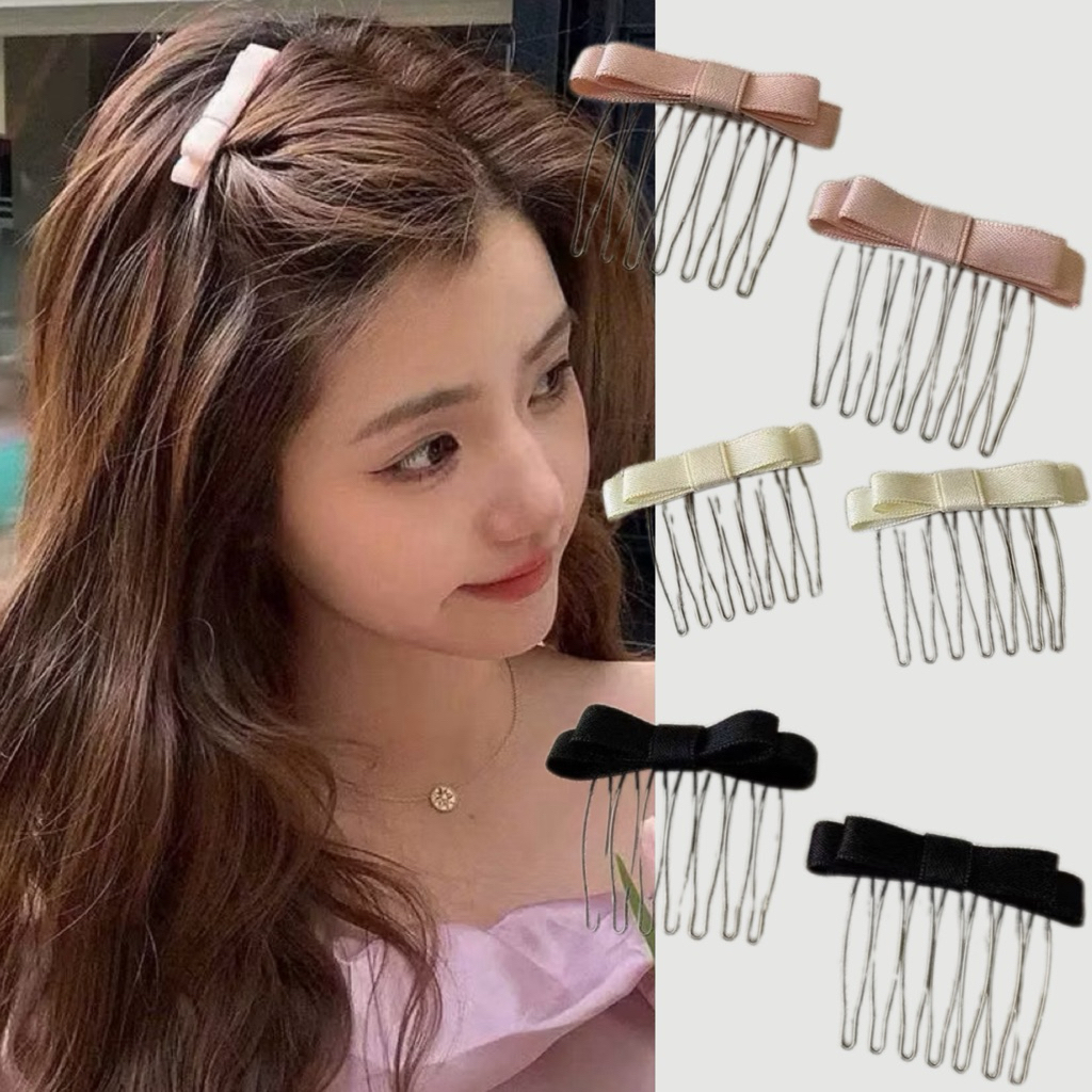 Set 2 Cái Xước tóc lược cài tóc đính nơ pastel phong cách dễ thương