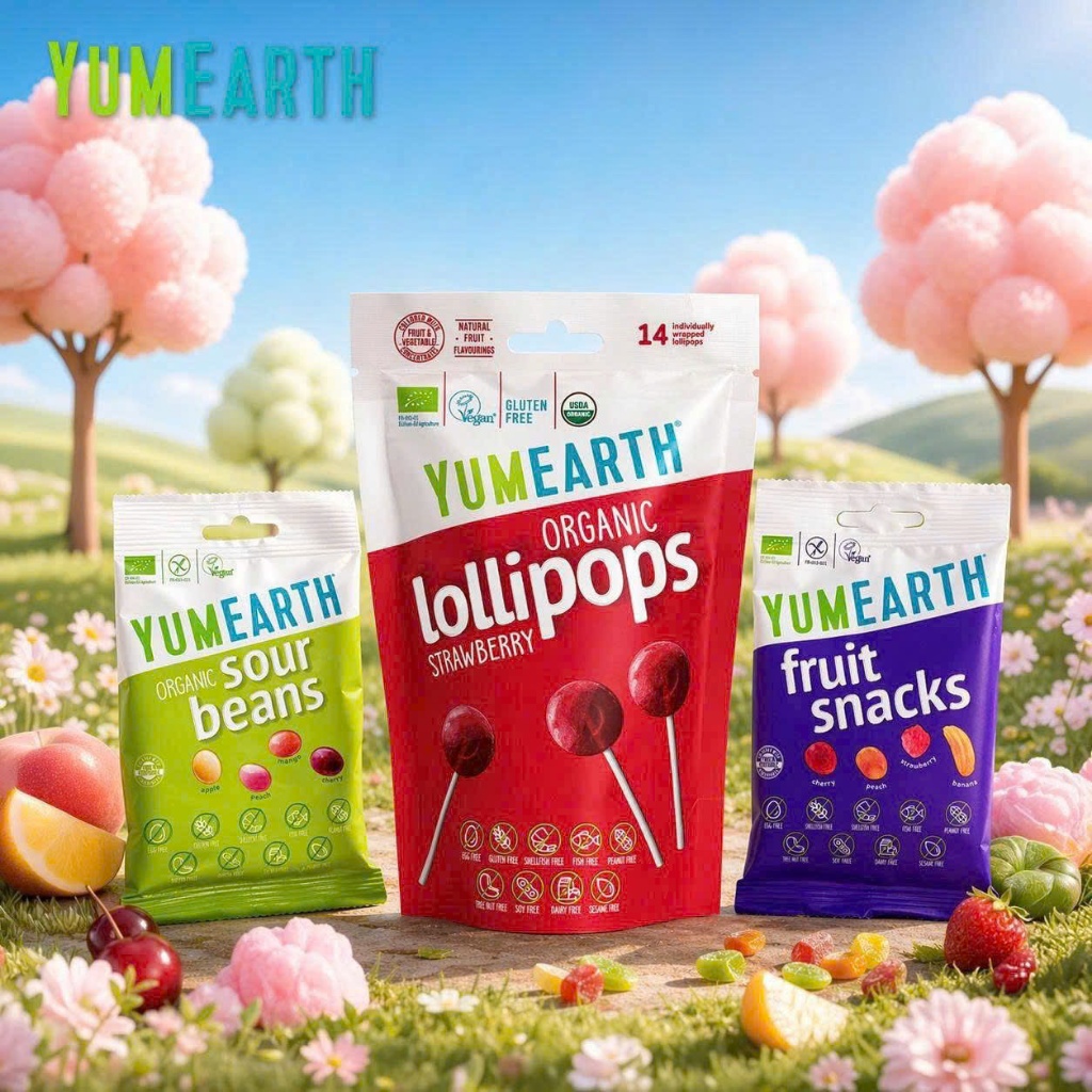 Kẹo Hữu Cơ Trái Cây Yumearth  [Lollipops-Hạt đậu- Trái Cây]