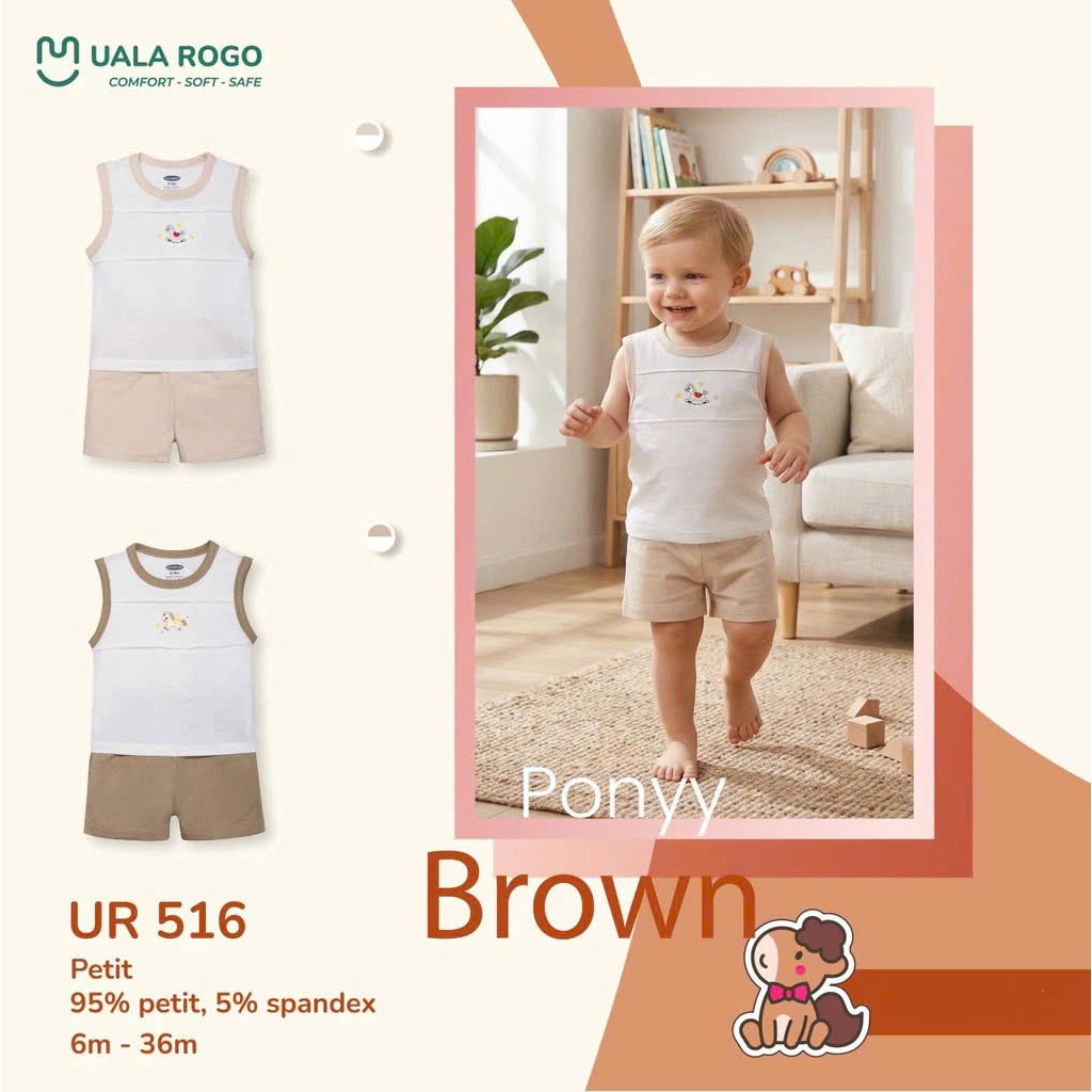 (6,5-16kg, 6-36M) Bộ Ba Lỗ, Sát Nách Thoáng Mát Uala Rogo Cho Bé UR2183 UR2222 UR077 UR515 UR079 UR522 UR516 UR519