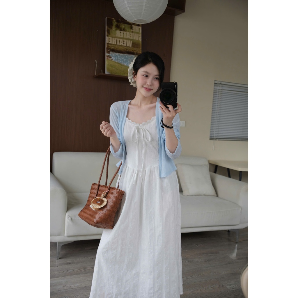 Molly Dress (TSW) Váy hai dây cổ viền ren lưng chun Nữ the.sweaterweather