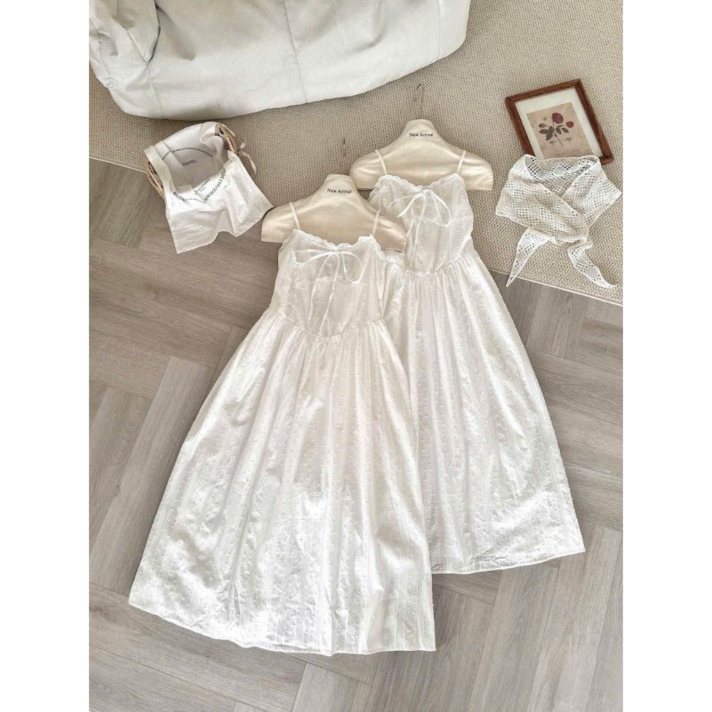 Molly Dress (TSW) Váy hai dây cổ viền ren lưng chun Nữ the.sweaterweather