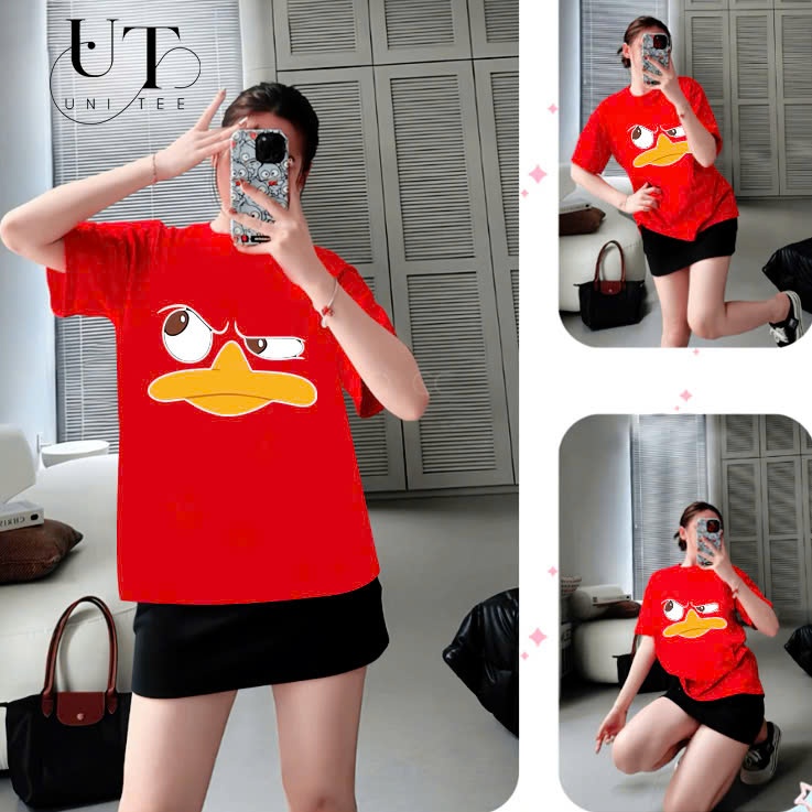 (9Kg-110Kg) Áo thun Unisex hình Vịt Hoạt Hình, đi du lịch, đi biển, co dãn cho Nam Nữ, Trẻ Em, Gia Đình - Uni Tee I U129