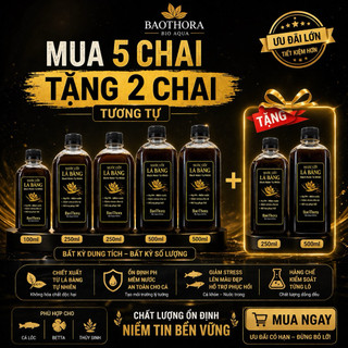 (Combo 5 tặng 2) Nước Cốt Lá Bàng Black Water Cho Cá | Hạ PH Giảm Stress Cá Betta Cá Lóc Thủy Sinh | BaoThora Bio Aqua