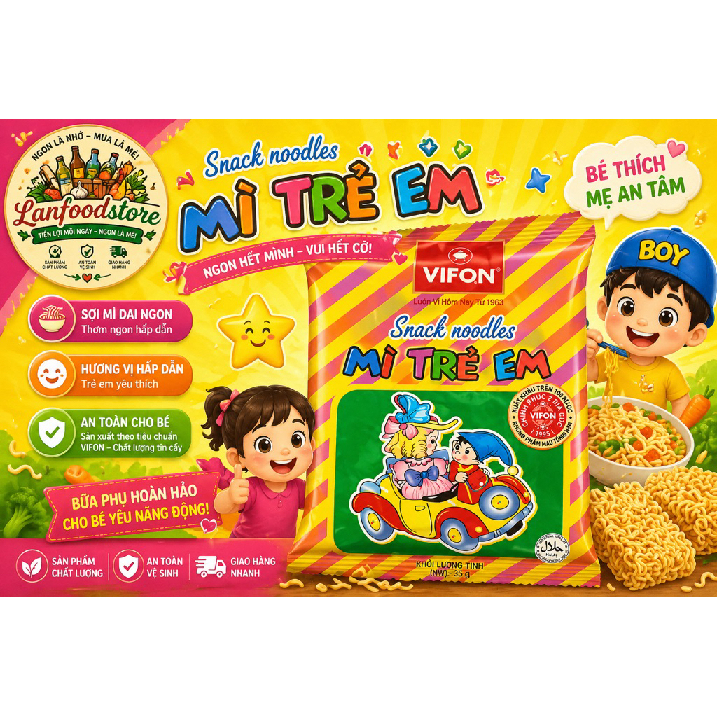 Mì snack trẻ em Vifon ăn liền giòn cay nhẹ siêu ngon gói ăn vặt