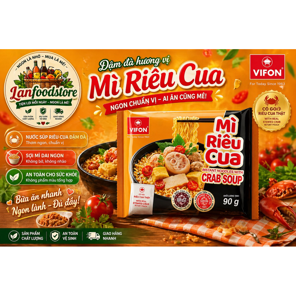 Mì Riêu Cua Chua Cay Đậm Đà – Gói Tiện Lợi, Ăn Là Ghiền