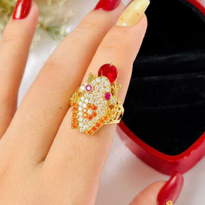 Nhẫn Thiềm Thừ May Mắn Mạ Vàng Đính Đá Cao Cấp – Nhẫn Tài Lộc Phong Thủy Thu Hút May Mắn
