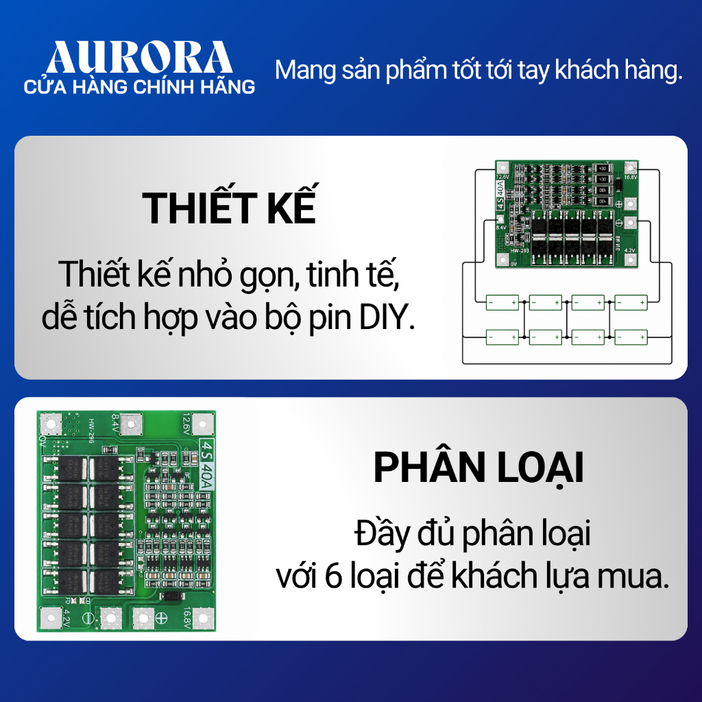 Mạch Sạc Bảo Vệ Pin Lithium 3S/4S-40A/60A 18650 BMS 11.1V 12.6V/14.8V 16.8V