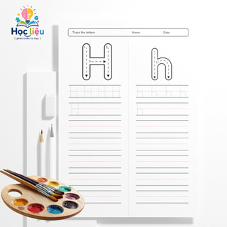 Bộ luyện viết 26 chữ cái tiếng Anh A–Z khổ A5 – 26 tờ tập tô nét đứt cho bé 3–6 tuổi (học liệu Montessori tại nhà)