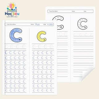 Bộ luyện viết 26 chữ cái tiếng Anh A–Z khổ A5 – 26 tờ tập tô nét đứt cho bé 3–6 tuổi (học liệu Montessori tại nhà)