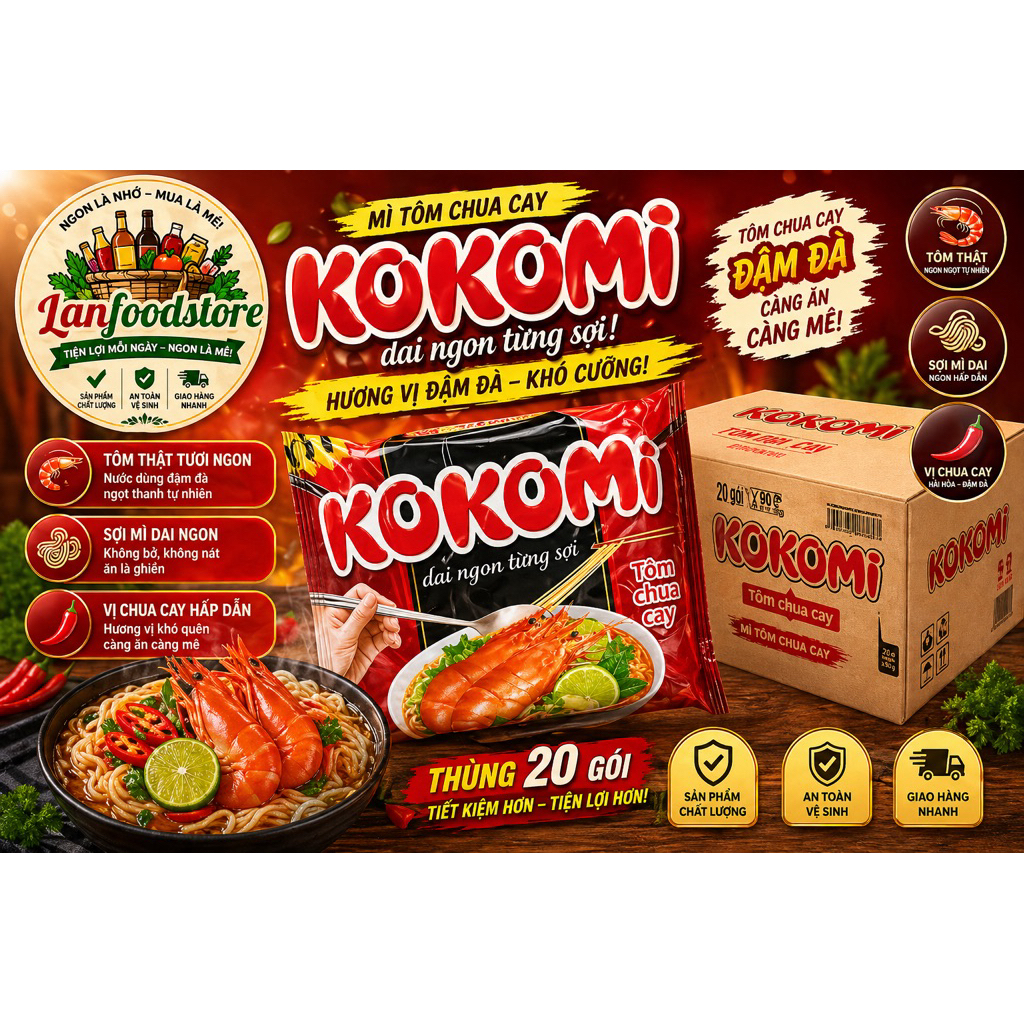 1 thùng KOKOMI 30 gói 65gr/75gr/90gr