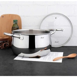 Nồi luộc gà Bossd ̣̣08, inox 3 lớp liền khối dày 24/26/30cm vung kính cường lực B08