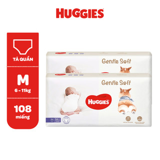 [Live Độc Quyền] Combo 2 Tã quần Huggies Gentle Soft - Corgi M54/L40/XL34/XXL22 miếng êm mềm nâng niu làn da bé