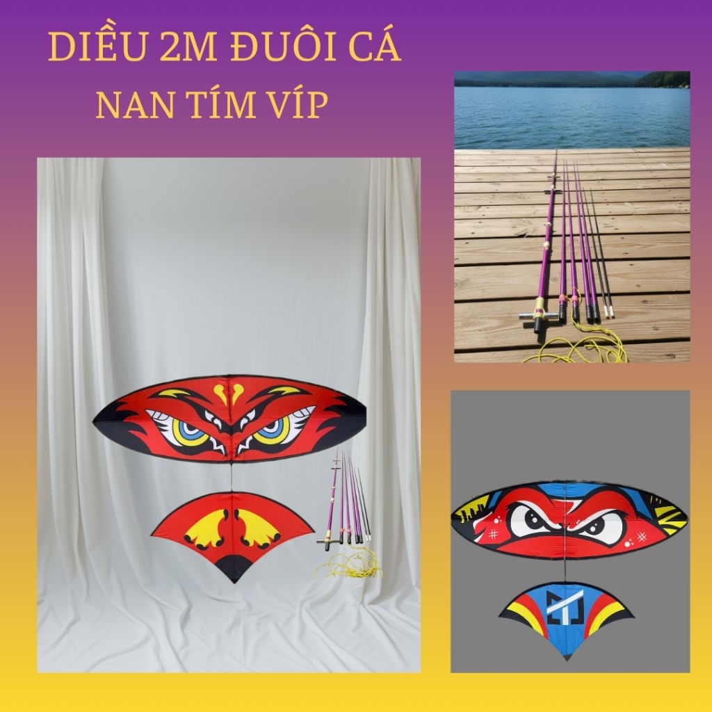 💥 Diều 2m đuôi cá nan tím víp 💥