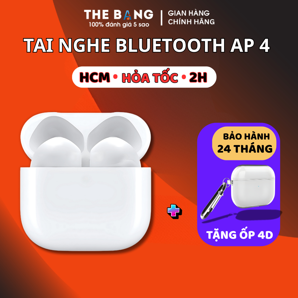 Tai Nghe Bluetooth AP 4 Bản Cao Cấp Pin 8H Bass Căng Đàm Thoại Định Vị Full Chức Năng BH 12 Tháng