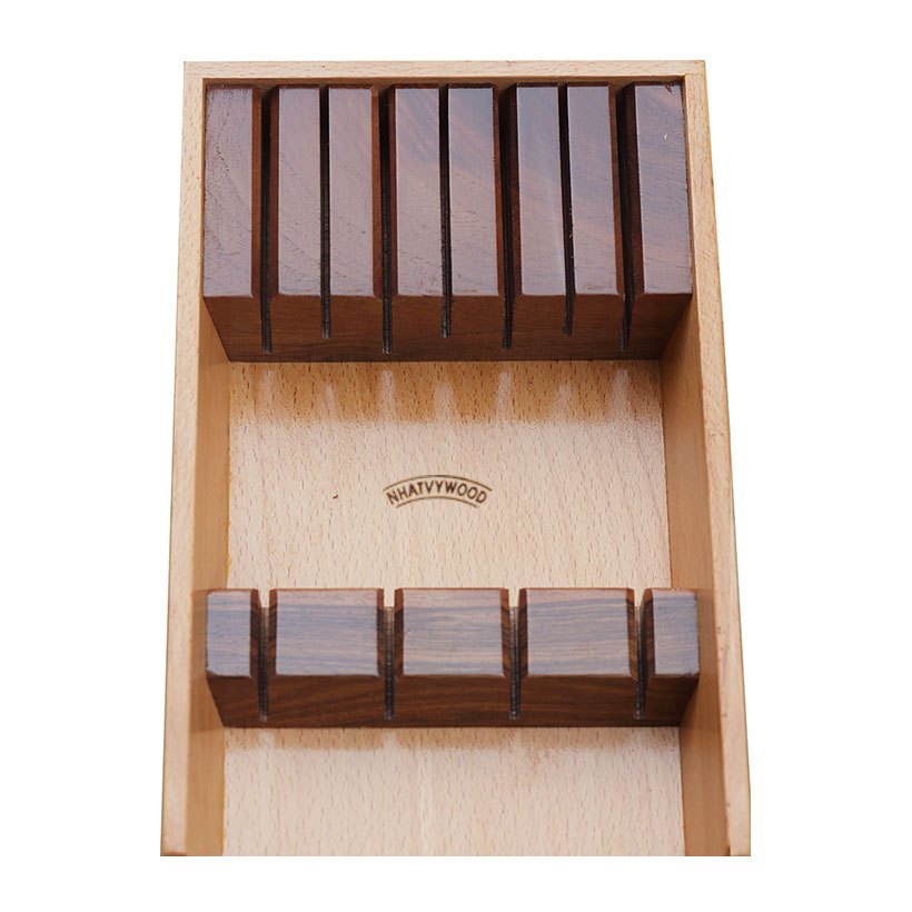 Hộp Đựng Dao Trong Ngăn Kéo Tủ Bếp, Khay Để Dao Bằng Gỗ Cao Cấp, Đồ Để Dao Tiện Ích NHATVYWOOD KB02