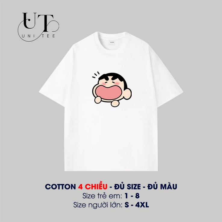(9kg-110kg) Áo thun Unisex họa tiết Bé Mặt Bự siêu cute, Cotton 100% cho Bé Trai, Bé Gái và Cặp Đôi, - Uni Tee I U125
