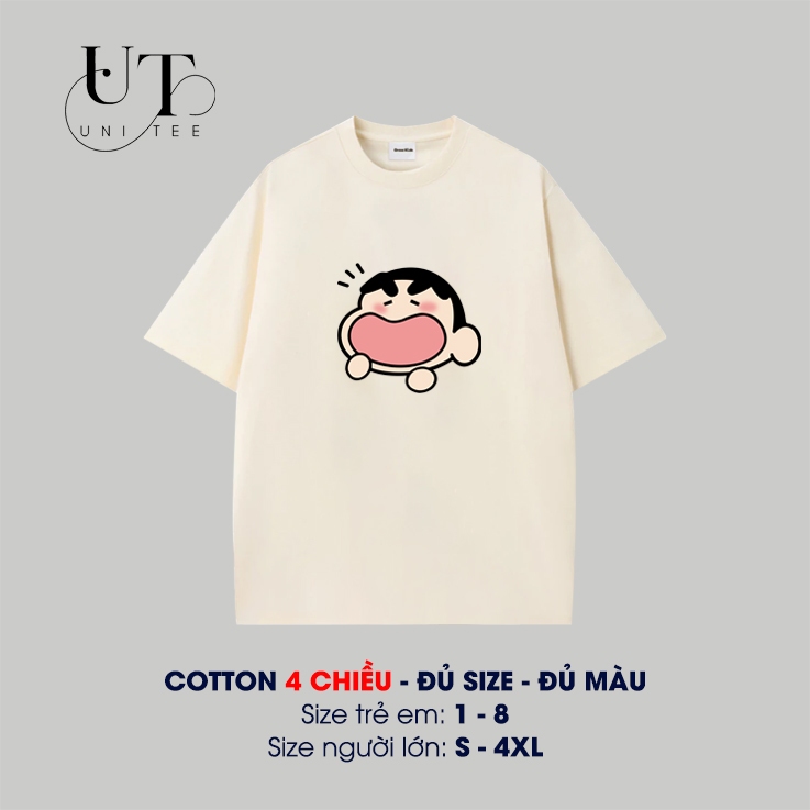 (9kg-110kg) Áo thun Unisex họa tiết Bé Mặt Bự siêu cute, Cotton 100% cho Bé Trai, Bé Gái và Cặp Đôi, - Uni Tee I U125