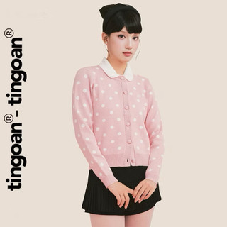 ÁO KHOÁC LEN CARDIGAN HỒNG CHẤM BI TRẮNG DOTTIE TI NGOAN