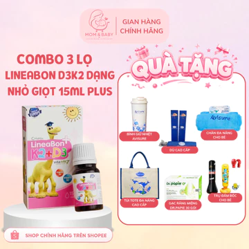 COMBO 3 Hộp mẫu mới D3 K2 Lineabon Hồng 15ml tiết kiệm BỔ SUNG K2 D3 giúp hấp thu canxi