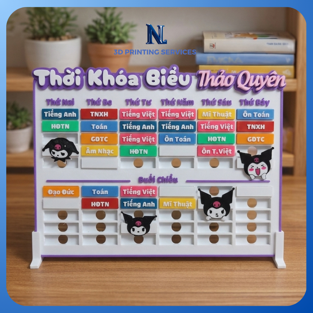 Thời Khóa Biểu Thay Đổi Môn Học Linh Hoạt - In 3D Tên & Môn Học Theo Yêu Cầu | NL3D
