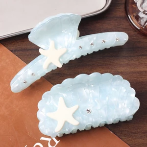 Kẹp Tóc Càng Cua Sao Biển Ngọc Trai Hàn Quốc – Kẹp Tóc Nữ Nhựa Trong Pastel Thanh Lịch Chắc Chắn
