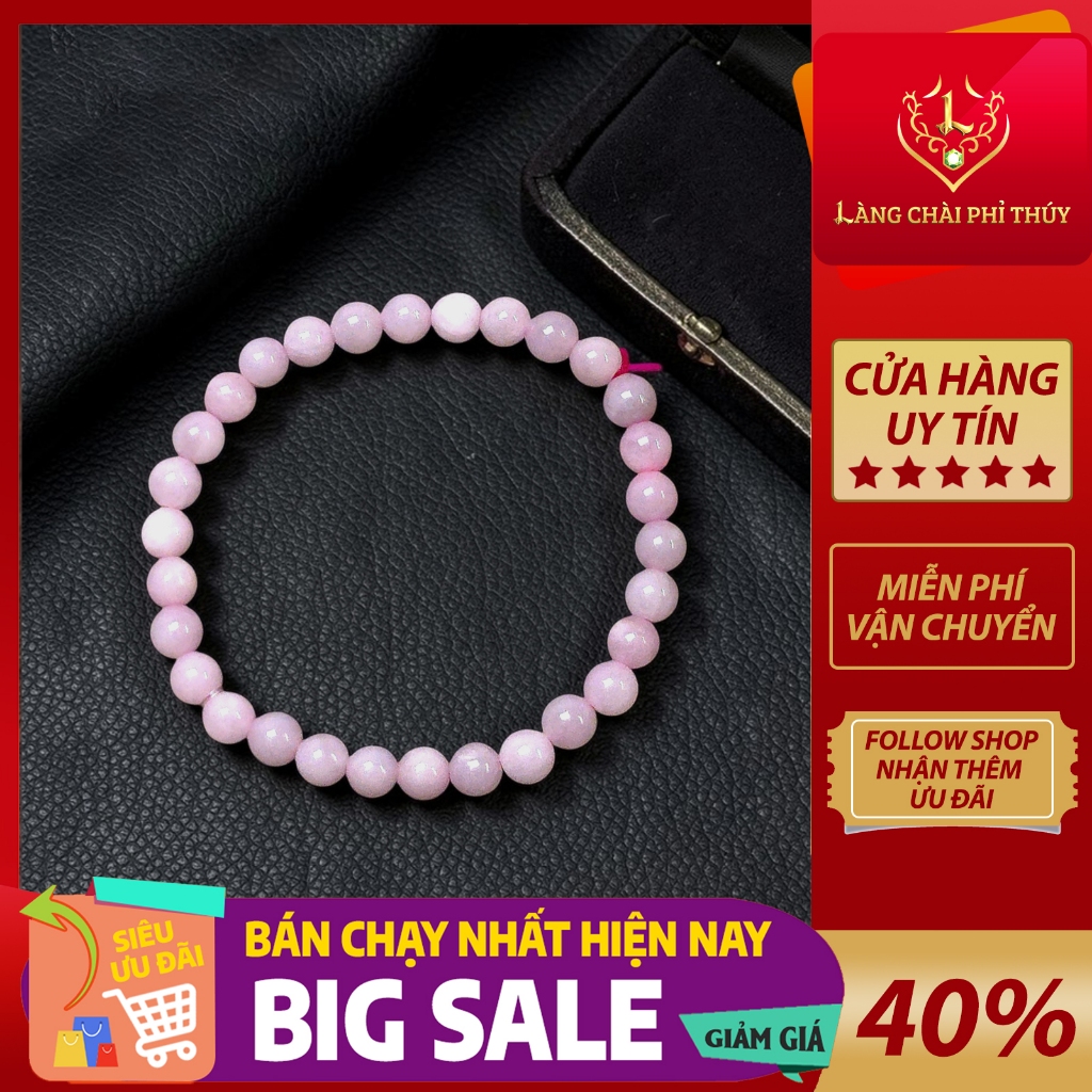 [Deal Sốc] Chuỗi Cẩm Thạch A Hồng phấn 6ly Dịu Dàng, Tinh Tế - Làng Chài Phỉ Thúy