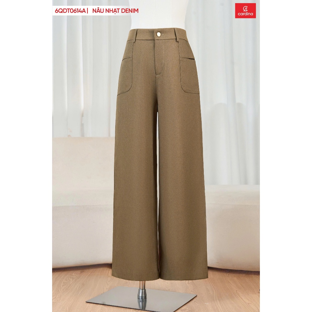 Quần dài nữ CARDINA Chất liệu denim cạp cao túi ốp trước 6QDT06