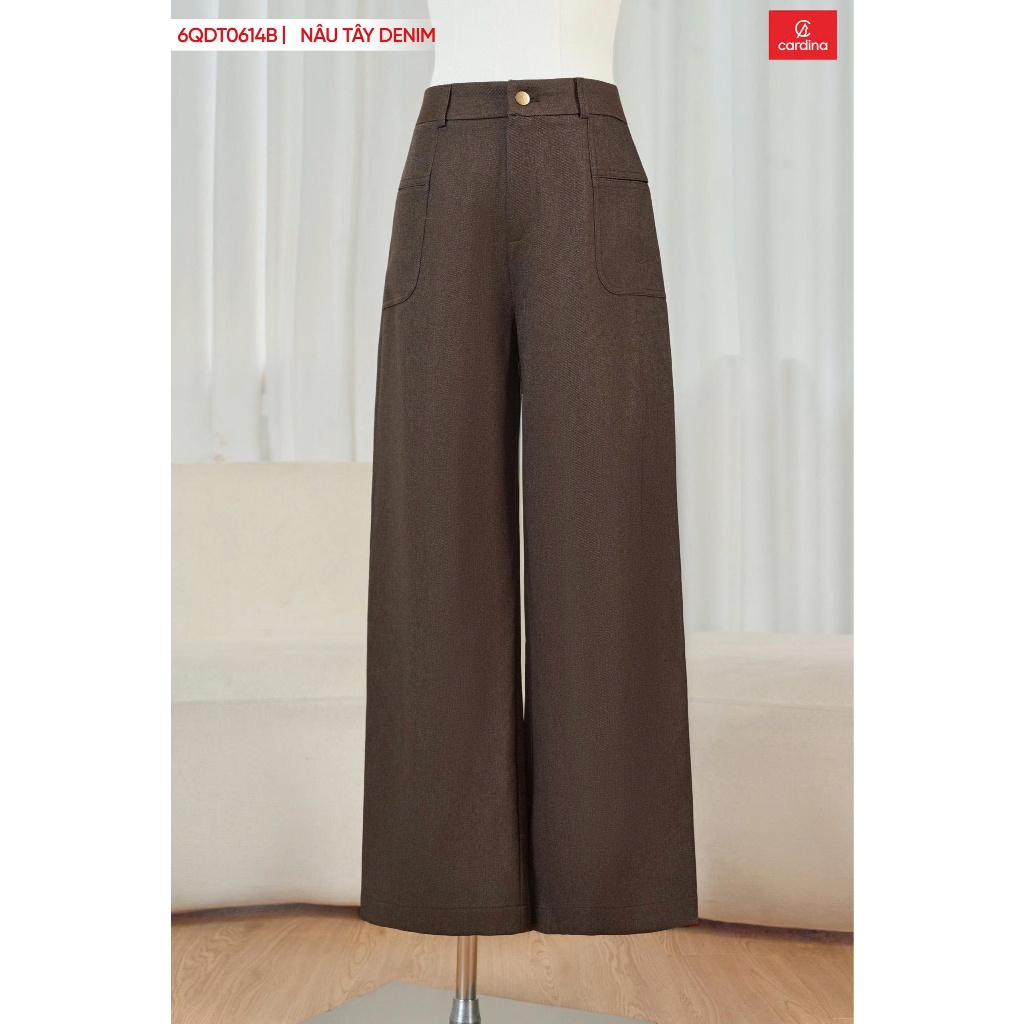 Quần dài nữ CARDINA Chất liệu denim cạp cao túi ốp trước 6QDT06