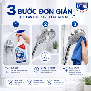 Tẩy cặn vôi nhà tắm Antikal Đức 800ml – Sạch nhanh, chống đọng nước, sáng bóng như mới