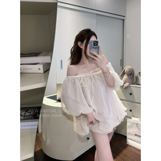 SET ÁO TRỄ VAI TƠ MIX QUẦN ĐÙI NGẮN NỮ LANNIE, BỘ ĐỒ NỮ QUẦN SHORT