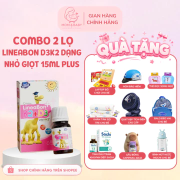 Tích điểm- Combo 2 Hộp Mẫu mới D3 K2 Lineabon Hồng 15ml tiết kiệm BỔ SUNG K2 D3 giúp hấp thu canxi