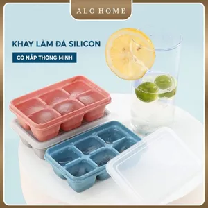 Khay Làm Đá Silicon Có Nắp ALO HOME Khay Đá Viên Nhựa Mềm Dễ Lấy Đá Dùng Gia Đình