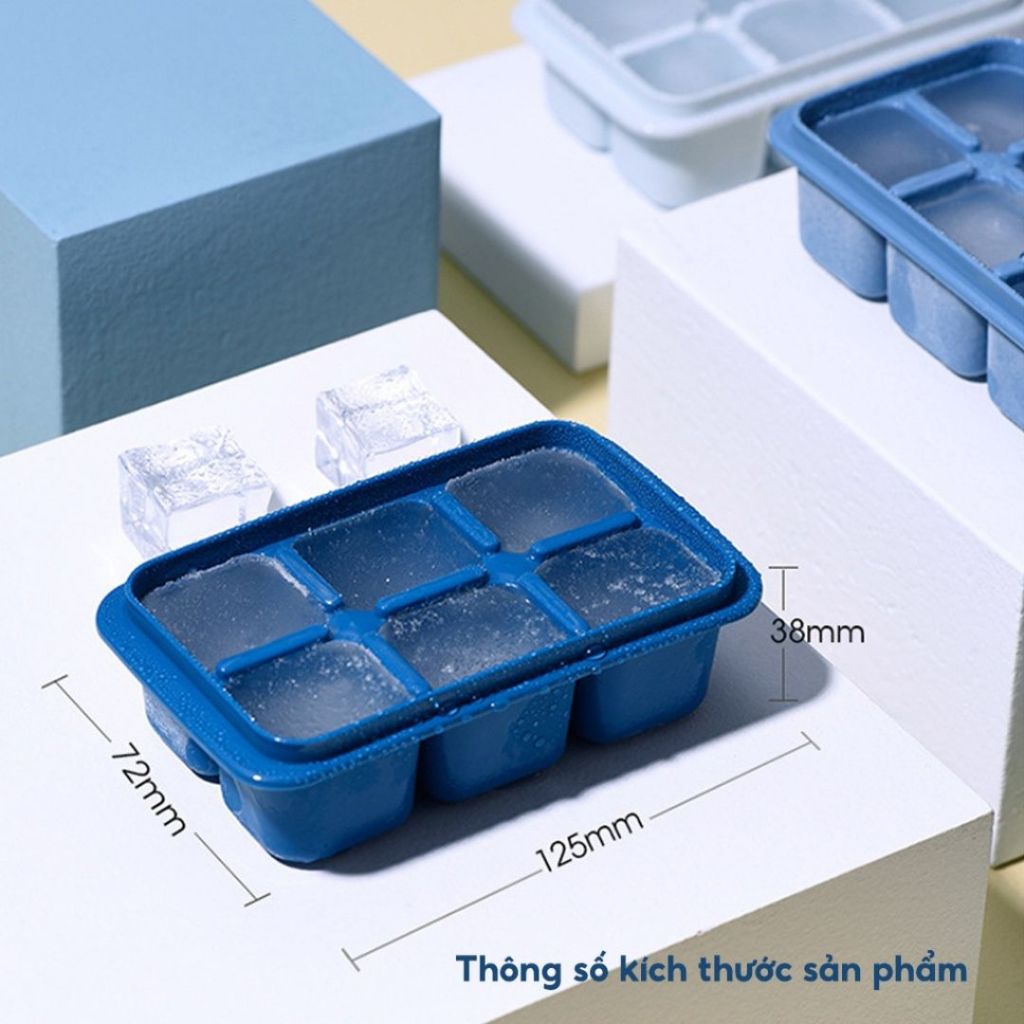 Khay Làm Đá Silicon Có Nắp ALO HOME Khay Đá Viên Nhựa Mềm Dễ Lấy Đá Dùng Gia Đình