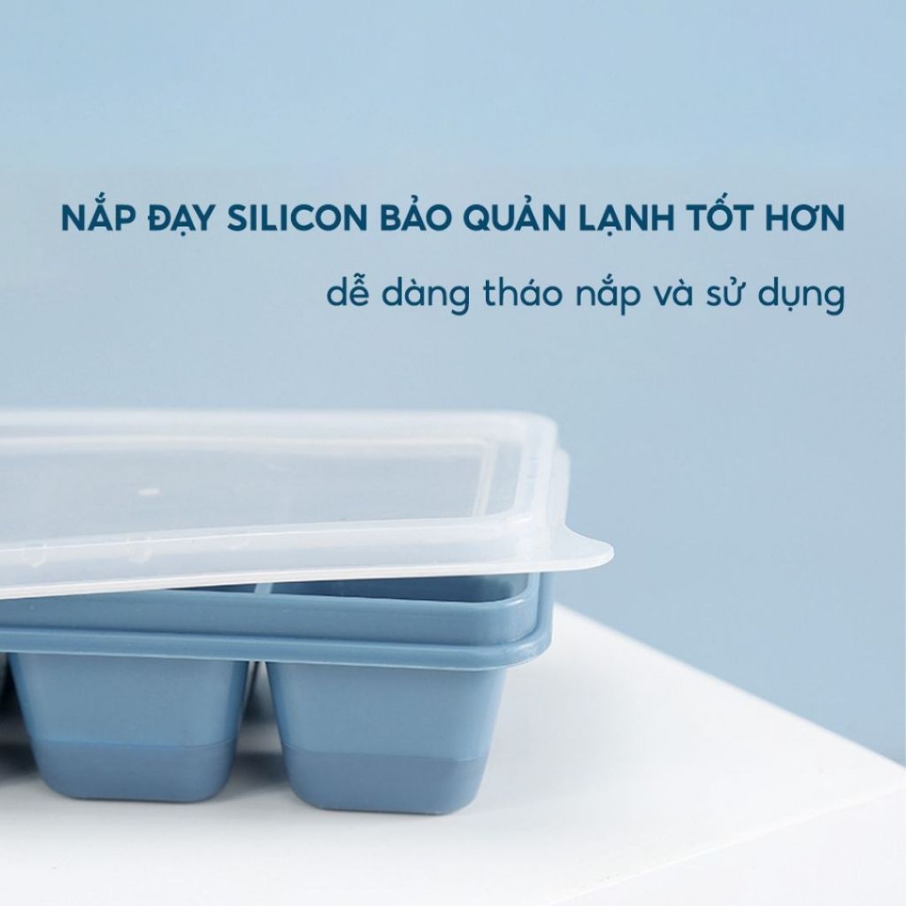 Khay Làm Đá Silicon Có Nắp ALO HOME Khay Đá Viên Nhựa Mềm Dễ Lấy Đá Dùng Gia Đình
