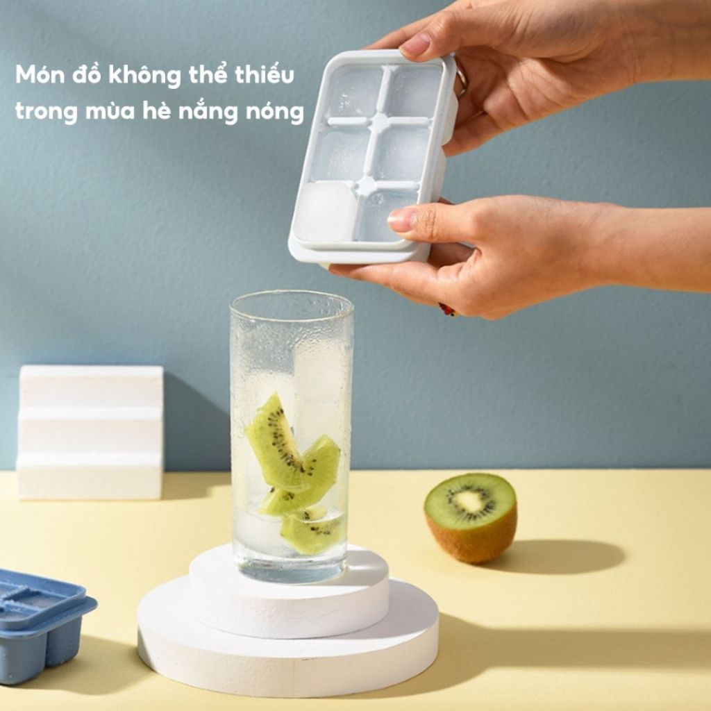 Khay Làm Đá Silicon Có Nắp ALO HOME Khay Đá Viên Nhựa Mềm Dễ Lấy Đá Dùng Gia Đình