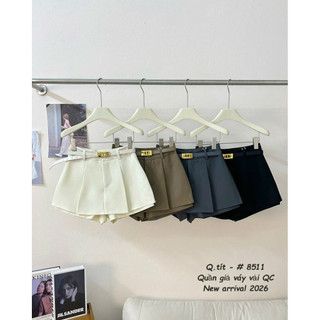 Quần sooc giả váy cạp phăng kèm belt da #8511