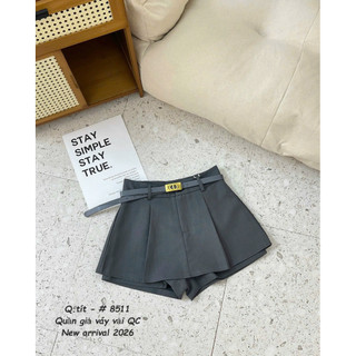 Quần sooc giả váy cạp phăng kèm belt da #8511