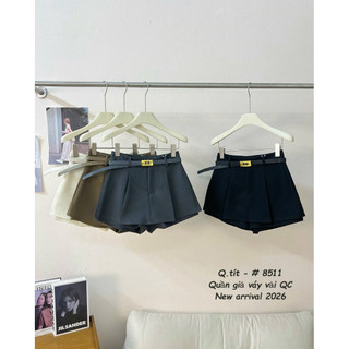 Quần sooc giả váy cạp phăng kèm belt da #8511