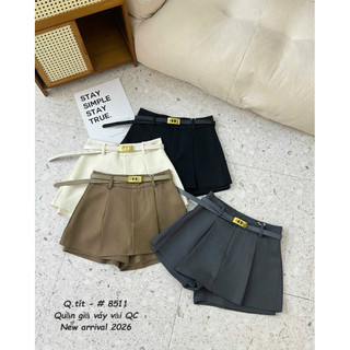 Quần sooc giả váy cạp phăng kèm belt da #8511