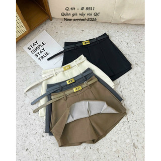 Quần sooc giả váy cạp phăng kèm belt da #8511