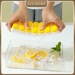 Khay Làm Đá Silicon 14 ô ALO HOME Khuôn Đá Viên Mềm Dễ Lấy Đá Có Nắp Dùng Tủ Lạnh