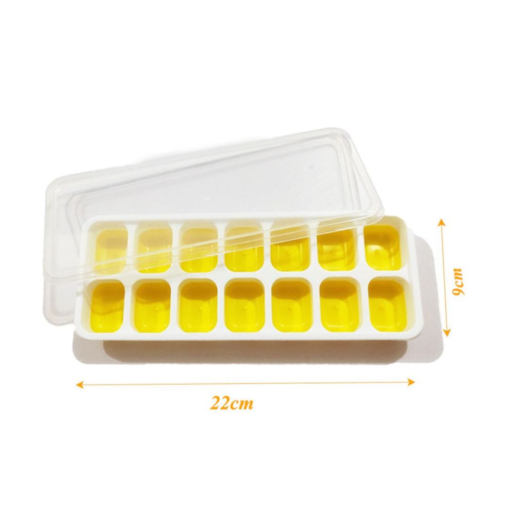 Khay Làm Đá Silicon 14 ô ALO HOME Khuôn Đá Viên Mềm Dễ Lấy Đá Có Nắp Dùng Tủ Lạnh