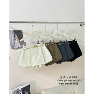 Quần sooc giả váy cạp phăng kèm belt da #8511